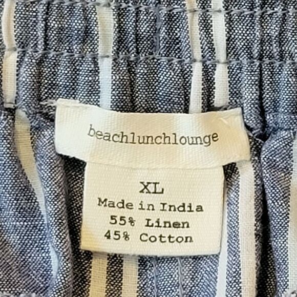 Beachlunchlounge Margot Blue Linen Blend Wide Leg Pull-On Cropped Pants Size XL - Picture 4 of 5